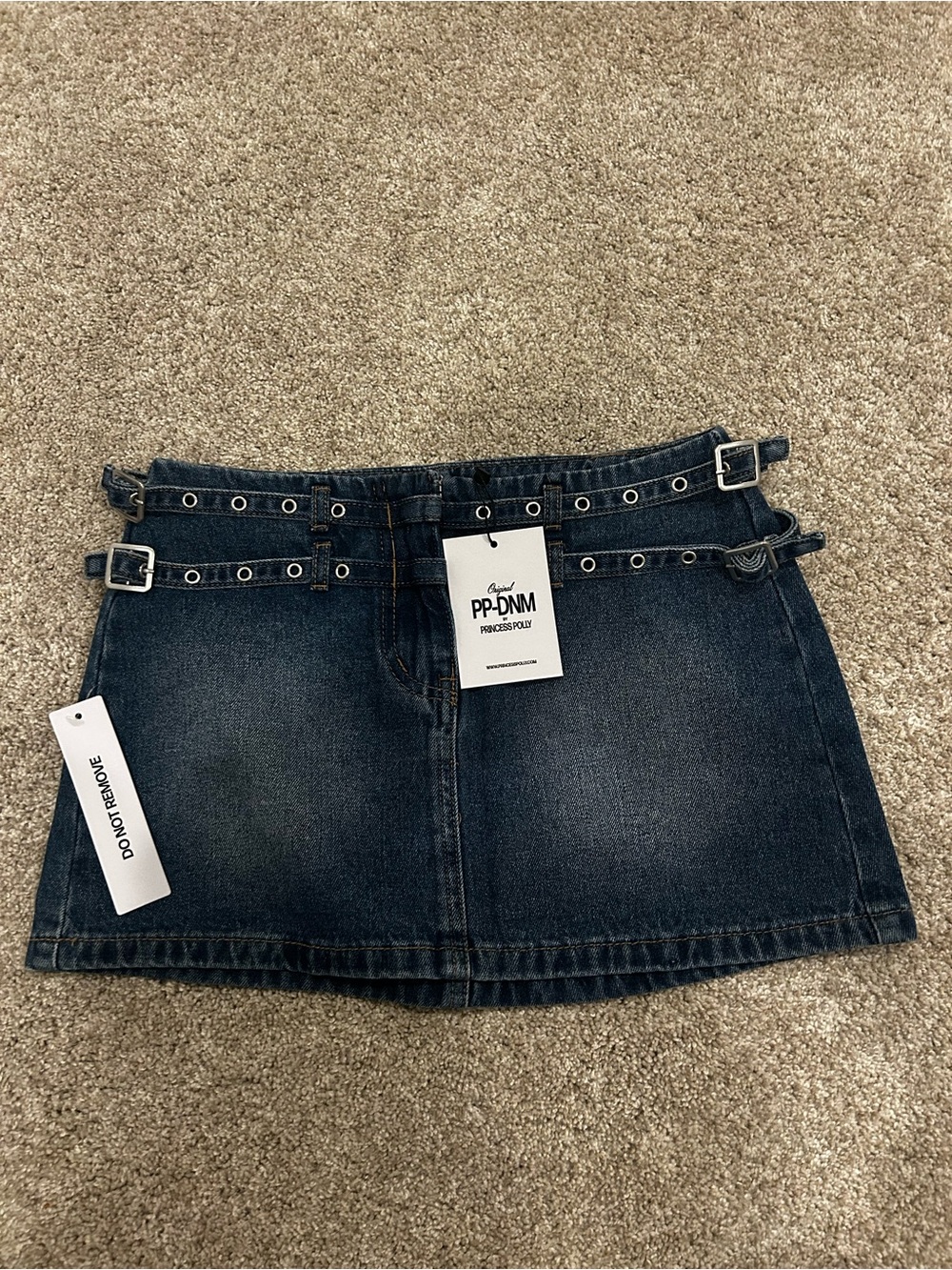 Princess Polly Never Worn Dark Blue Denim Mini Skirt